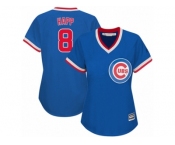 Women Majestic Chicago Cubs #8 Ian Happ Replica Royal Blue Cooperstown MLB Jersey