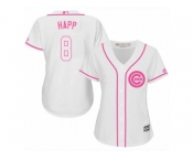 Women Majestic Chicago Cubs #8 Ian Happ Replica White Fashion MLB Jersey