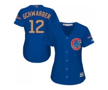 Women's Chicago Cubs #12 Kyle Schwarber Blue 2017 Gold Program Cool Base Stitched MLB Jersey