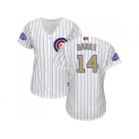 Women's Chicago Cubs #14 Ernie Banks White(Blue Strip) 2017 Gold Program Cool Base Stitched MLB Jersey