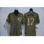 Women's Chicago Cubs #17 Kris Bryant Authentic Green Salute to Service MLB Jersey