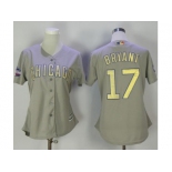 Women's Chicago Cubs #17 Kris Bryant Grey 2017 Gold Program Cool Base Stitched MLB Jersey