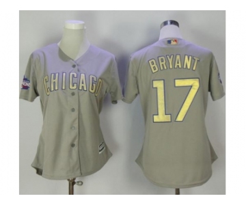 Women's Chicago Cubs #17 Kris Bryant Grey 2017 Gold Program Cool Base Stitched MLB Jersey