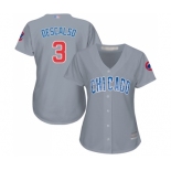 Women's Chicago Cubs #3 Daniel Descalso Authentic Grey Road Baseball Jersey