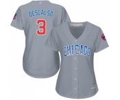 Women's Chicago Cubs #3 Daniel Descalso Authentic Grey Road Baseball Jersey