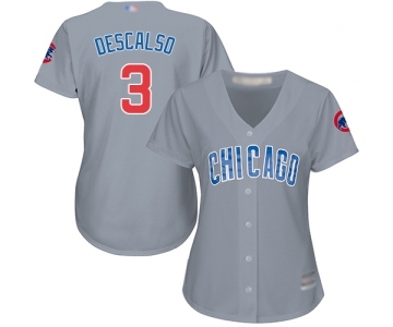 Women's Chicago Cubs #3 Daniel Descalso Authentic Grey Road Baseball Jersey