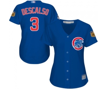 Women's Chicago Cubs #3 Daniel Descalso Authentic Royal Blue Alternate Baseball Jersey