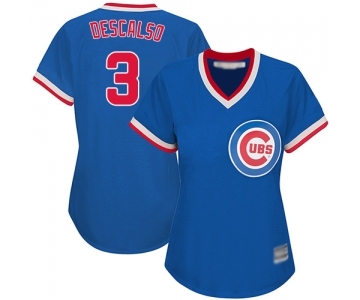 Women's Chicago Cubs #3 Daniel Descalso Authentic Royal Blue Cooperstown Baseball Jersey