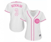 Women's Chicago Cubs #3 Daniel Descalso Authentic White Fashion Baseball Jersey