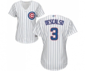 Women's Chicago Cubs #3 Daniel Descalso Authentic White Home Cool Base Baseball Jersey