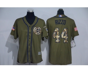 Women's Chicago Cubs #44 Anthony Rizzo Authentic Green Salute to Service MLB Jersey