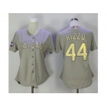 Women's Chicago Cubs #44 Anthony Rizzo Grey 2017 Gold Program Cool Base Stitched MLB Jersey