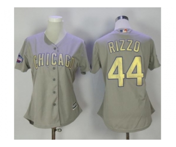 Women's Chicago Cubs #44 Anthony Rizzo Grey 2017 Gold Program Cool Base Stitched MLB Jersey