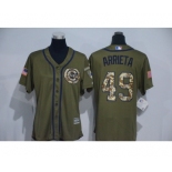 Women's Chicago Cubs #49 Jake Arrieta Authentic Green Salute to Service MLB Jersey