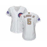 Women's Chicago Cubs #5 Albert Almora Jr. White(Blue Strip) 2017 Gold Program Cool Base Women's Stitched MLB Jersey