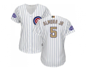 Women's Chicago Cubs #5 Albert Almora Jr. White(Blue Strip) 2017 Gold Program Cool Base Women's Stitched MLB Jersey