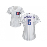 Women's Chicago Cubs #5 Albert Almora Jr. White(Blue Strip) Home Stitched MLB Jersey