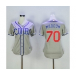 Women's Chicago Cubs #70 Joe Maddon Majestic Grey Cool Base Player Jersey