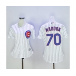 Women's Chicago Cubs #70 Joe Maddon Majestic White Home Cool Base Player Jersey