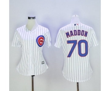 Women's Chicago Cubs #70 Joe Maddon Majestic White Home Cool Base Player Jersey