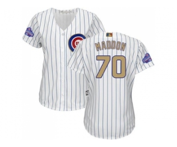 Women's Chicago Cubs #70 Joe Maddon White(Blue Strip) 2017 Gold Program Cool Base Stitched MLB Jersey