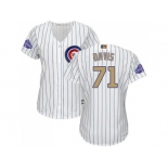 Women's Chicago Cubs #71 Wade Davis White(Blue Strip) 2017 Gold Program Cool Base Stitched MLB Jersey