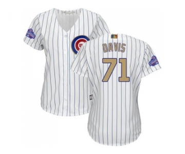 Women's Chicago Cubs #71 Wade Davis White(Blue Strip) 2017 Gold Program Cool Base Stitched MLB Jersey