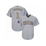 Women's Majestic Chicago Cubs #1 Kosuke Fukudome Authentic Gray 2017 Gold Champion MLB Jersey