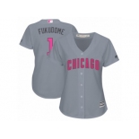 Women's Majestic Chicago Cubs #1 Kosuke Fukudome Authentic Grey Mother's Day Cool Base MLB Jersey