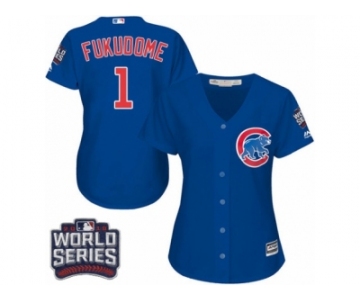 Women's Majestic Chicago Cubs #1 Kosuke Fukudome Authentic Royal Blue Alternate 2016 World Series Bound Cool Base MLB Jersey