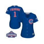 Women's Majestic Chicago Cubs #1 Kosuke Fukudome Authentic Royal Blue Alternate 2016 World Series Champions Cool Base MLB Jersey