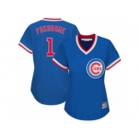 Women's Majestic Chicago Cubs #1 Kosuke Fukudome Authentic Royal Blue Cooperstown MLB Jersey