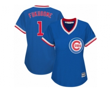 Women's Majestic Chicago Cubs #1 Kosuke Fukudome Authentic Royal Blue Cooperstown MLB Jersey