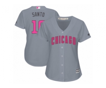 Women's Majestic Chicago Cubs #10 Ron Santo Authentic Grey Mother's Day Cool Base MLB Jersey