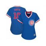 Women's Majestic Chicago Cubs #10 Ron Santo Authentic Royal Blue Cooperstown MLB Jersey