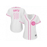 Women's Majestic Chicago Cubs #10 Ron Santo Authentic White Fashion MLB Jersey