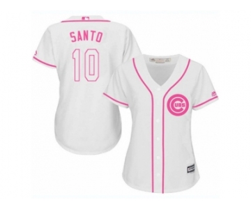 Women's Majestic Chicago Cubs #10 Ron Santo Authentic White Fashion MLB Jersey