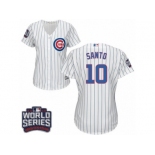 Women's Majestic Chicago Cubs #10 Ron Santo Authentic White Home 2016 World Series Bound Cool Base MLB Jersey