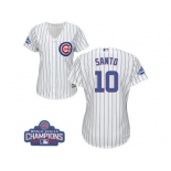 Women's Majestic Chicago Cubs #10 Ron Santo Authentic White Home 2016 World Series Champions Cool Base MLB Jersey