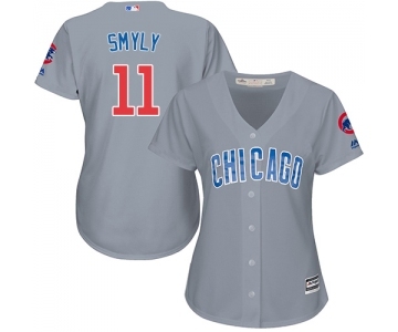 Women's Majestic Chicago Cubs #11 Drew Smyly Authentic Grey Road MLB Jersey