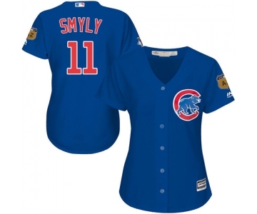 Women's Majestic Chicago Cubs #11 Drew Smyly Authentic Royal Blue Alternate MLB Jersey