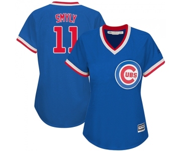 Women's Majestic Chicago Cubs #11 Drew Smyly Authentic Royal Blue Cooperstown MLB Jersey