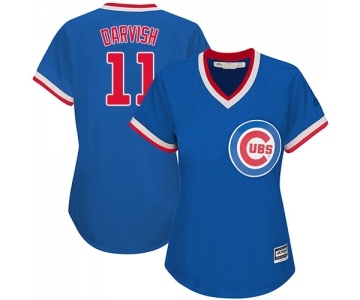 Women's Majestic Chicago Cubs #11 Yu Darvish Authentic Royal Blue Cooperstown MLB Jerse