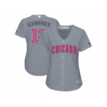 Women's Majestic Chicago Cubs #12 Kyle Schwarber Authentic Grey Mother's Day Cool Base MLB Jersey