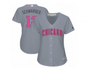 Women's Majestic Chicago Cubs #12 Kyle Schwarber Authentic Grey Mother's Day Cool Base MLB Jersey