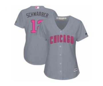 Women's Majestic Chicago Cubs #12 Kyle Schwarber Authentic Grey Mother's Day Cool Base MLB Jersey