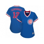 Women's Majestic Chicago Cubs #12 Kyle Schwarber Authentic Royal Blue Cooperstown MLB Jersey