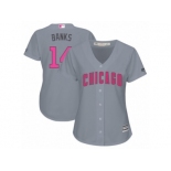 Women's Majestic Chicago Cubs #14 Ernie Banks Authentic Grey Mother's Day Cool Base MLB Jersey