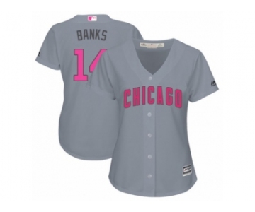 Women's Majestic Chicago Cubs #14 Ernie Banks Authentic Grey Mother's Day Cool Base MLB Jersey