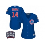 Women's Majestic Chicago Cubs #14 Ernie Banks Authentic Royal Blue Alternate 2016 World Series Bound Cool Base MLB Jersey